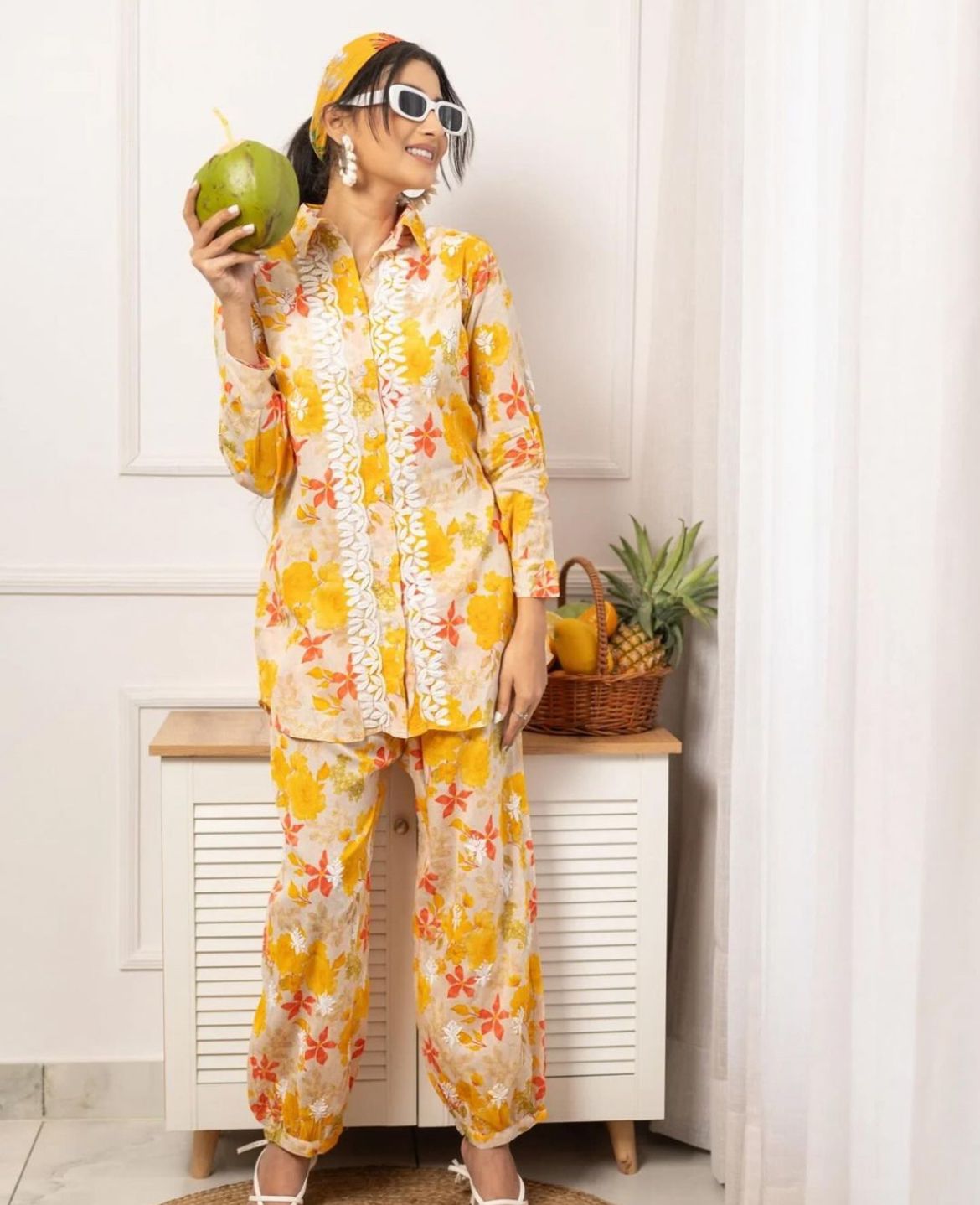 Beautiful mul Printed cord shirt & Pant set