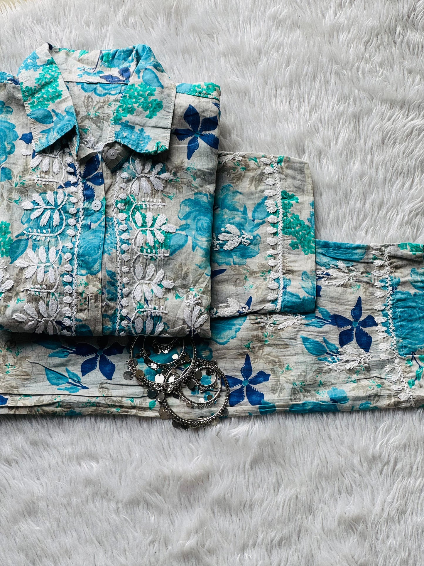 Beautiful mul Printed cord shirt & Pant set