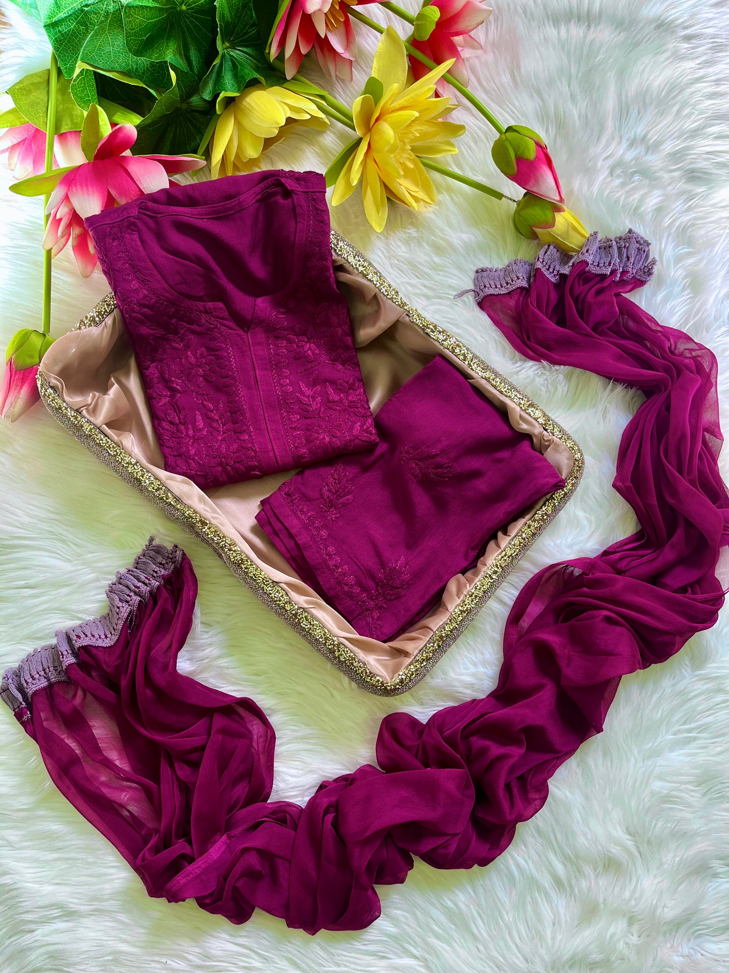 Ryon Dyed cord sets with Dupatta