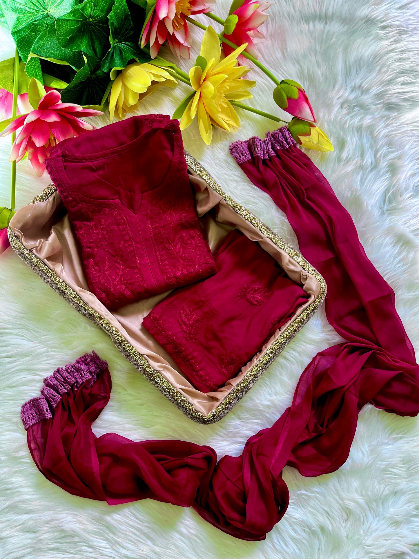 Ryon Dyed cord sets with Dupatta