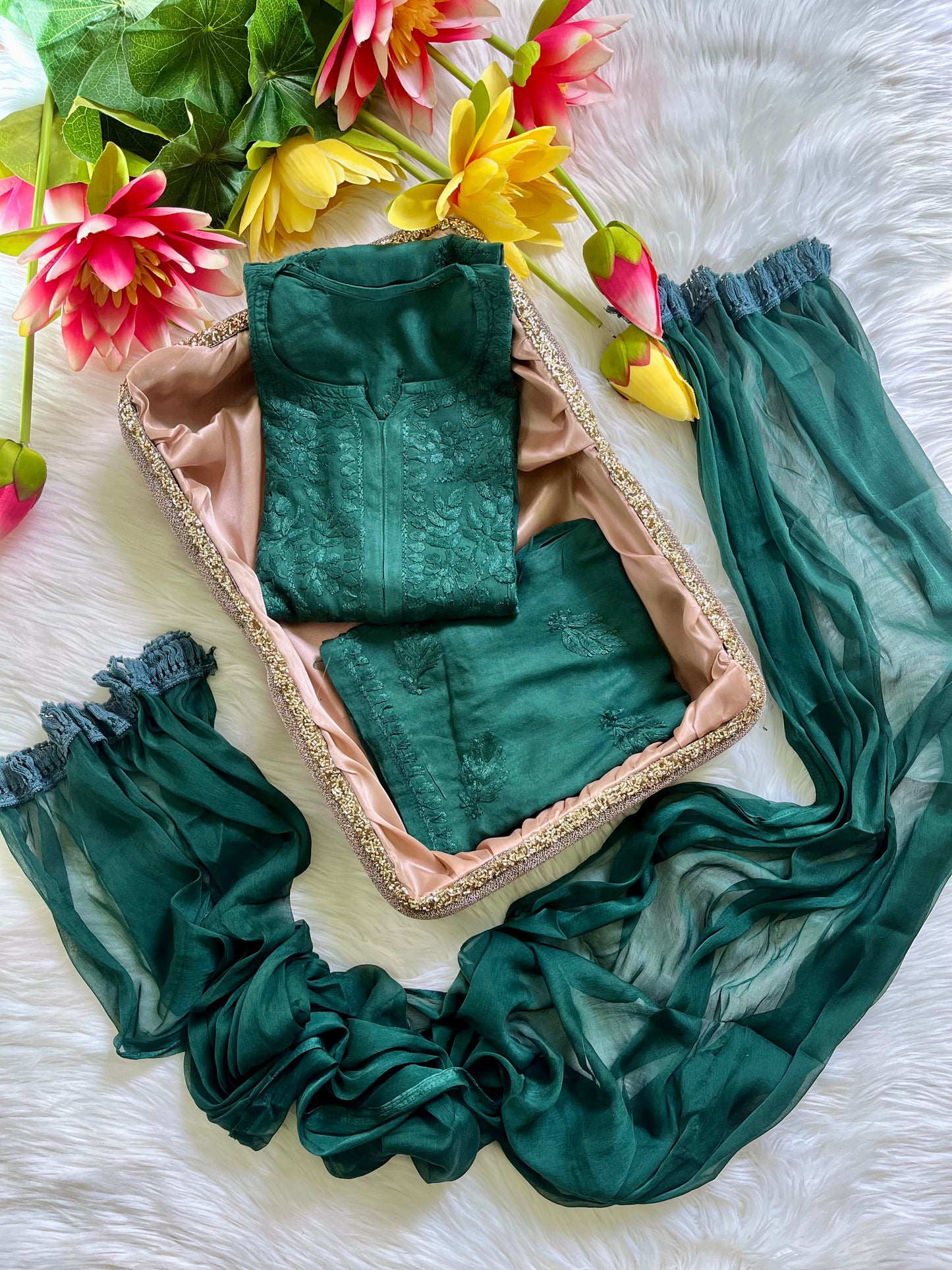 Ryon Dyed cord sets with Dupatta