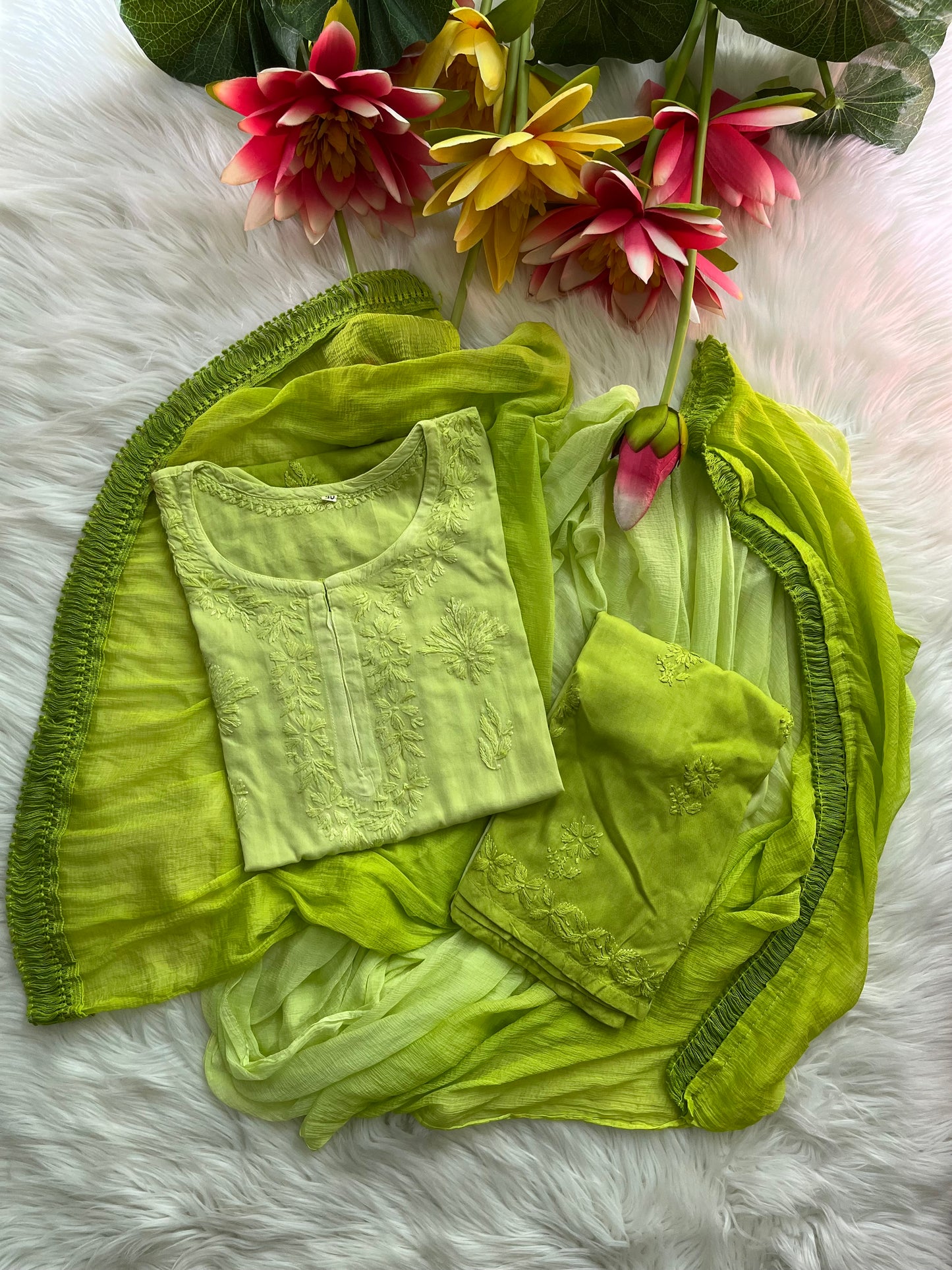 Ryon Short ombré dye set with dupatta