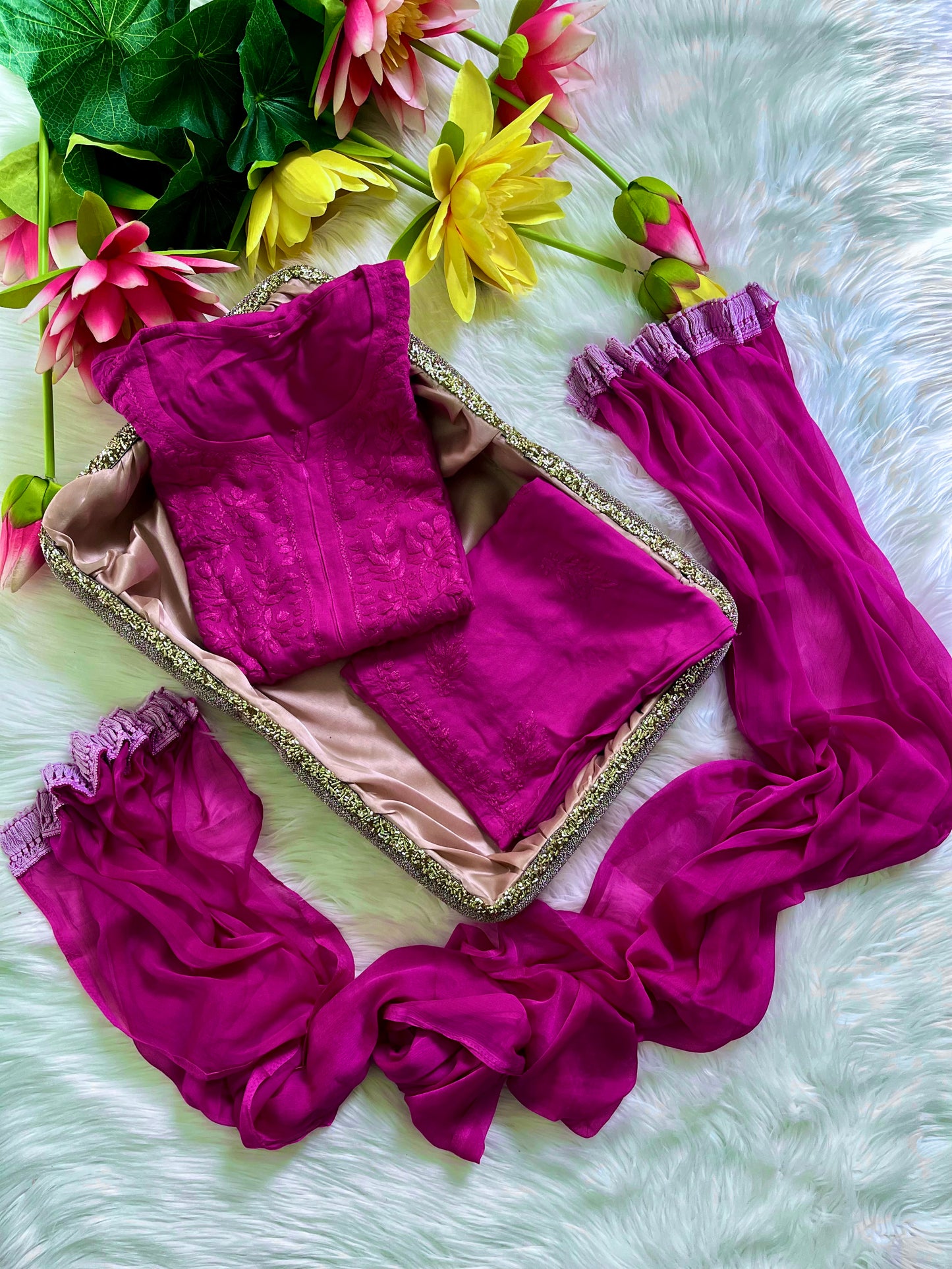 Ryon Dyed cord sets with Dupatta