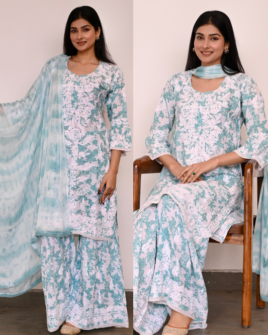 Mul Mul Chikankari Garara Set